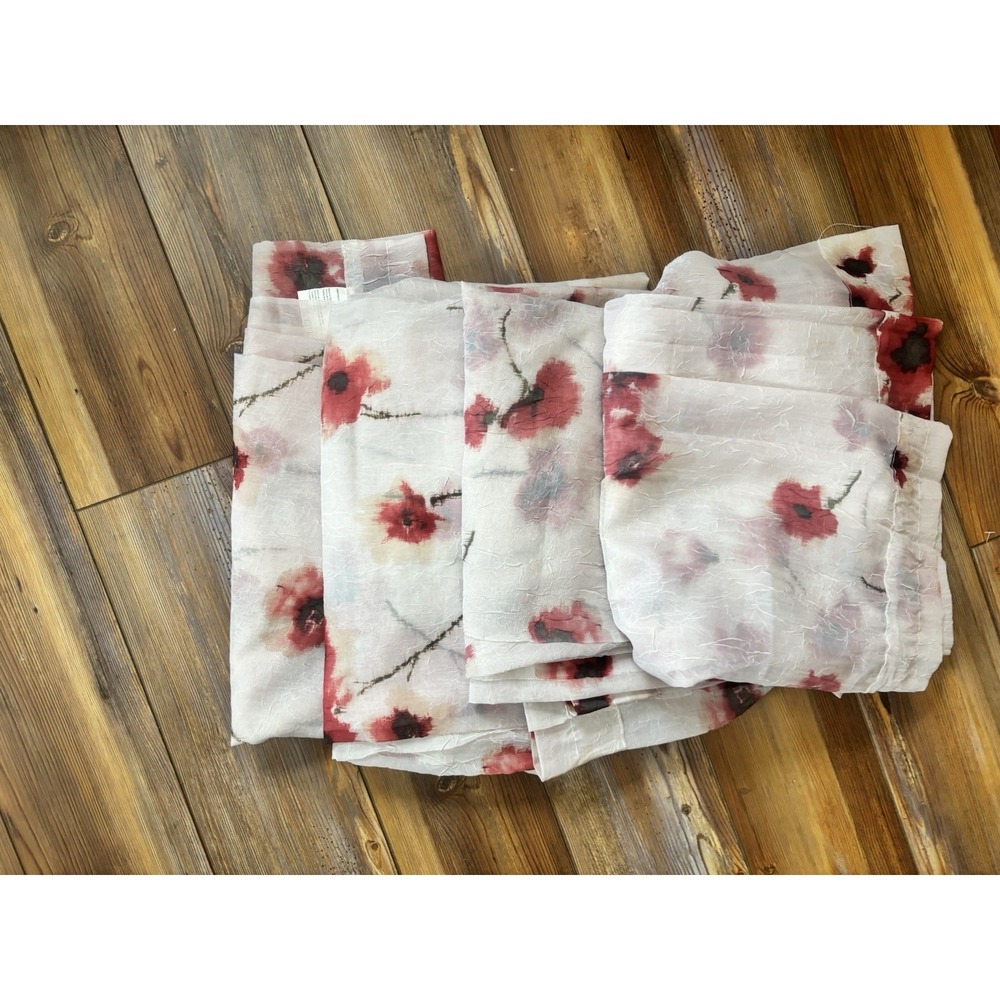 Unbranded Red Poppies SEMI-SHEER ROD POCKET PANELS‎ (4) 49"x84" Floral - Picture 7 of 7